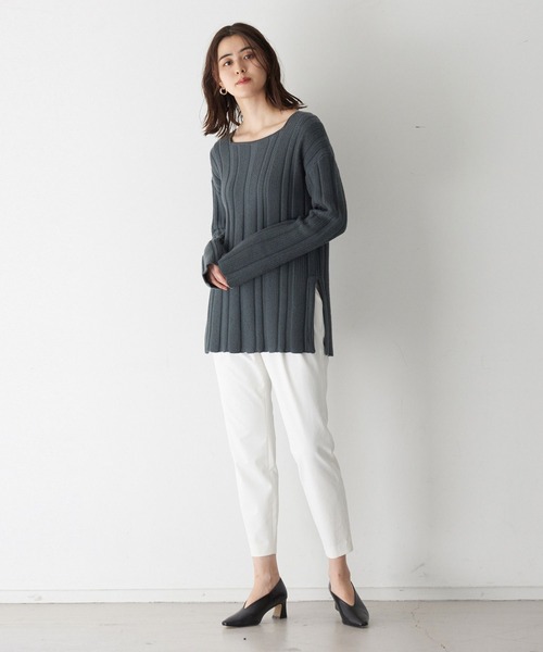 qualite（カリテ）の「2WAYストレッチタックパンツ（その他パンツ・レディース・ブラック/オフホワイト/サックスブルー/ベージュ/モカ/ライトグレー・40/38/36/34/32/42）」の13枚目の写真