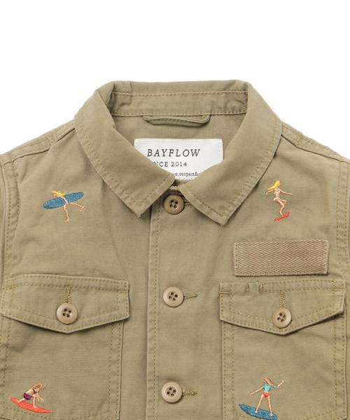 BAYFLOW（ベイフロー）の「[KIDS]シシュウミリタリーシャツ（シャツ/ブラウス・キッズ・カーキ・MEDIUM/X-LARGE/LARGE/XX-LARGE/SMALL）」の14枚目の写真