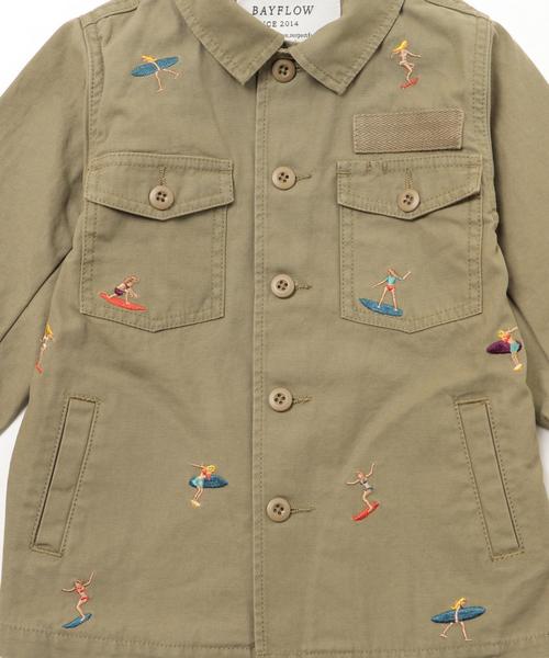 BAYFLOW（ベイフロー）の「[KIDS]シシュウミリタリーシャツ（シャツ/ブラウス・キッズ・カーキ・MEDIUM/X-LARGE/LARGE/XX-LARGE/SMALL）」の17枚目の写真