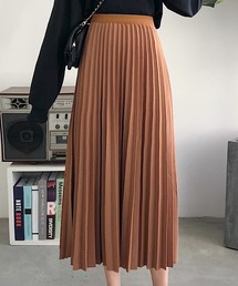 プリーツスカート 膝丈 きれいめ」に該当するブラウン/茶色系の