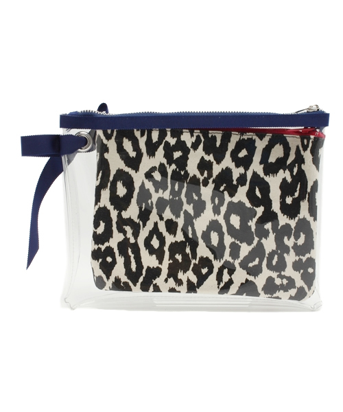 NINE（ナイン）の「クリア×レオパードポーチ（ポーチ・レディース・ブルー/ピンク・FREE）」の3枚目の写真