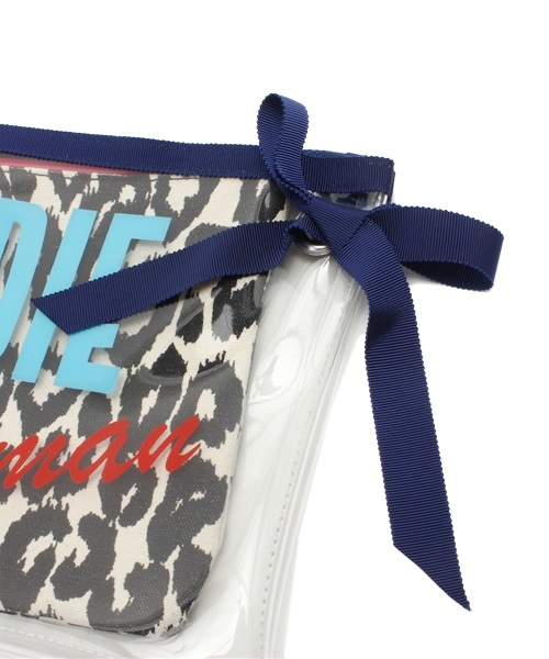 NINE（ナイン）の「クリア×レオパードポーチ（ポーチ・レディース・ブルー/ピンク・FREE）」の5枚目の写真