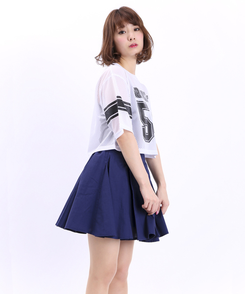 WEGO(ウィゴー)の「WEGO/コットン切替フレアスカート(スカート・レディース・オフホワイト/グリーン/ネイビー/イエロー・FREE)」の1枚目の写真