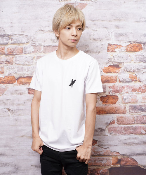 おしゃれスタ(オシャレスタ)の「メタリックプリントクルーネックTシャツ(KU)(Tシャツ/カットソー・メンズ・ホワイト/ブラック・M/L)」の1枚目の写真
