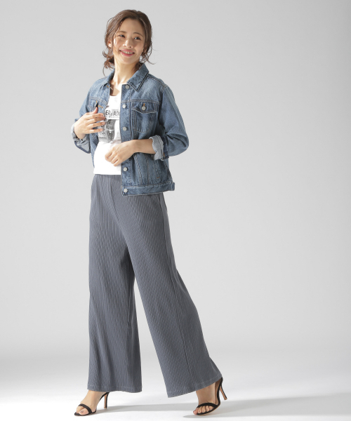 BAYFLOW（ベイフロー）の「カットソーリブパンツ（その他パンツ・レディース・アイボリー/ブラック/ブルー・SMALL/MEDIUM）」の9枚目の写真