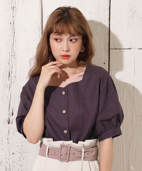 one after another NICE CLAUP（ワンアフターアナザーナイスクラップ）の「リネン配色ボタンブラウス（シャツ/ブラウス・レディース・アイボリー/ブラウン/ベージュ/レンガ・FREE）」の10枚目の写真