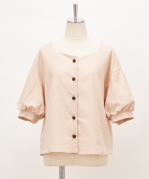 one after another NICE CLAUP（ワンアフターアナザーナイスクラップ）の「リネン配色ボタンブラウス（シャツ/ブラウス・レディース・アイボリー/ブラウン/ベージュ/レンガ・FREE）」の19枚目の写真