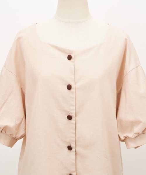 one after another NICE CLAUP（ワンアフターアナザーナイスクラップ）の「リネン配色ボタンブラウス（シャツ/ブラウス・レディース・アイボリー/ブラウン/ベージュ/レンガ・FREE）」の18枚目の写真
