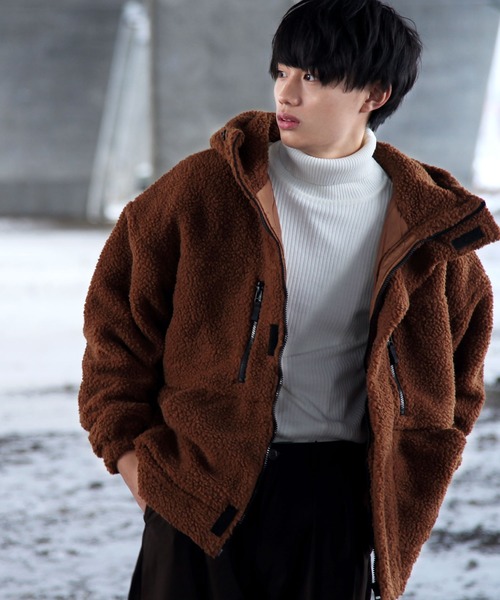 ZIP FIVE(ジップファイブ)の「ボア中綿フードブルゾン(ブルゾン)」|ブラウン
