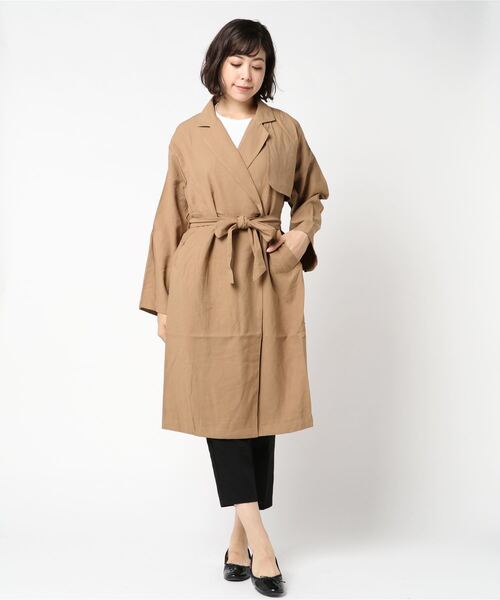 STYLEBLOCK（スタイルブロック）の「ファイユビッグシルエットトレンチコート（トレンチコート・レディース・ブラック/ベージュ/ブラウン/カーキ・M）」の3枚目の写真