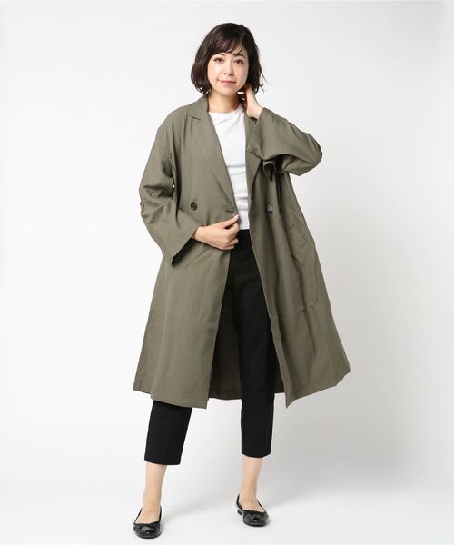 STYLEBLOCK（スタイルブロック）の「ファイユビッグシルエットトレンチコート（トレンチコート・レディース・ブラック/ベージュ/ブラウン/カーキ・M）」の4枚目の写真