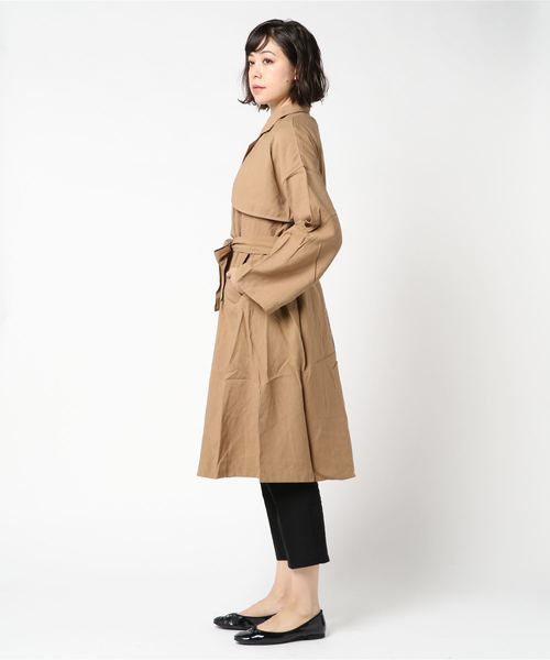 STYLEBLOCK（スタイルブロック）の「ファイユビッグシルエットトレンチコート（トレンチコート・レディース・ブラック/ベージュ/ブラウン/カーキ・M）」の6枚目の写真