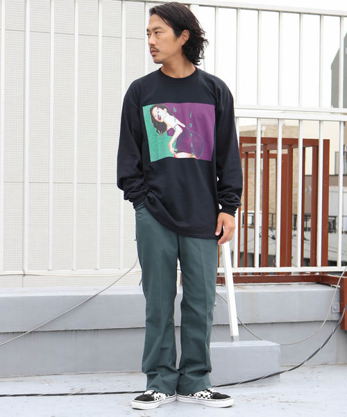 ロンリー LONELY 論理 メンズ 病む街 飛鳥 長袖 Tシャツ ブラック LONELY/論理（ロンリー）の「ROOPTOKYO別注 LONELY(論理