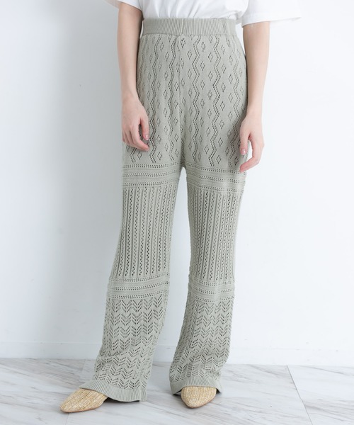 VANNIE U(ヴァニーユー)の「VANNIE U リラックスニットパンツ(その他パンツ・レディース・アイボリー/ライトグリーン/ライトパープル・FREE)」の2枚目の写真