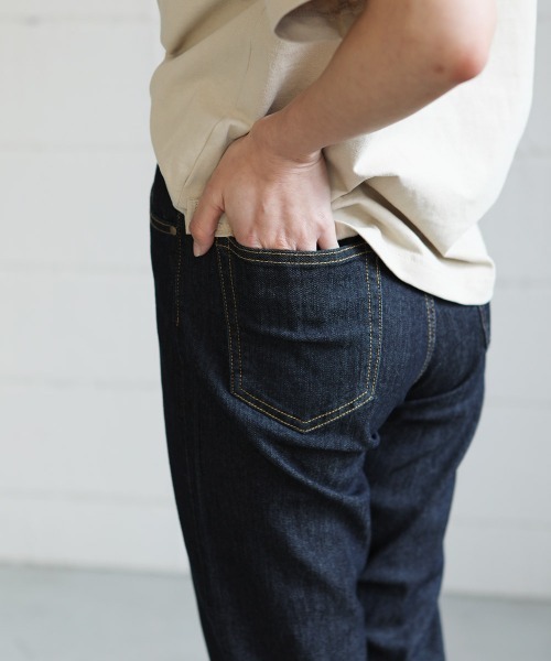 Bou Jeloud（ブージュルード）の「オールストレッチパンツ/定番スタンダードストレッチデニム/美シルエットスリムストレートボトム/テーパード/フルレングス（デニムパンツ・レディース・インディゴブルー・38/36）」の6枚目の写真