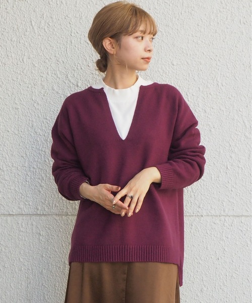 tiptop(ティップトップ)の「2020AW キーネックニットプルオーバー(ニット/セーター)」|パープル