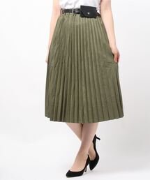 muure | ウエストポーチベルト付きスエードタッチプリーツスカート(スカート)