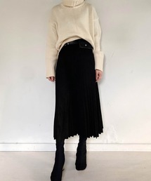 muure | ウエストポーチベルト付きスエードタッチプリーツスカート(スカート)