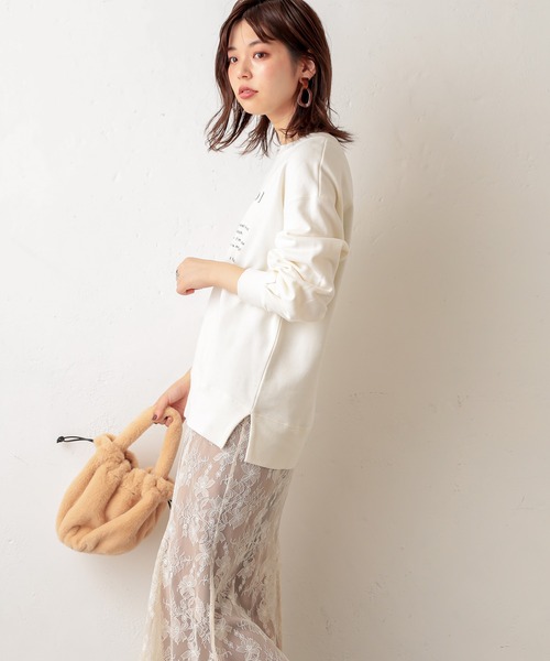 natural couture（ナチュラルクチュール）の「サイドスリットゆるっと裏毛プルオーバー（スウェット・レディース・グレー/カーキ/アイボリー/スミクロ・FREE）」の7枚目の写真