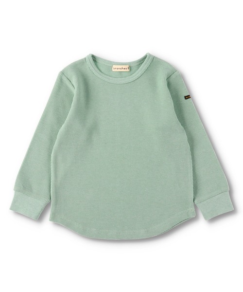 BRANSHES(ブランシェス)の「【抗菌】ワッフル長袖Tシャツ(Tシャツ/カットソー・キッズ・チャコールグレー/ベージュ/ライトグリーン/アイボリー・90cm/110cm/100cm/120cm/130cm/140cm/150cm)」の4枚目の写真