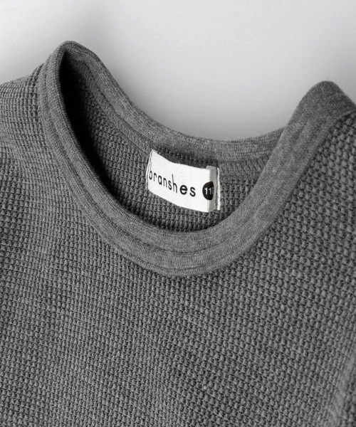BRANSHES(ブランシェス)の「【抗菌】ワッフル長袖Tシャツ(Tシャツ/カットソー・キッズ・チャコールグレー/ベージュ/ライトグリーン/アイボリー・90cm/110cm/100cm/120cm/130cm/140cm/150cm)」の15枚目の写真