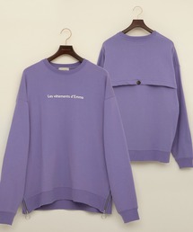 EMMA CLOTHES | ビッグシルエット杉綾裏毛ヨークデザインサイドリングZIP ロゴプルオーバースウェット(スウェット)