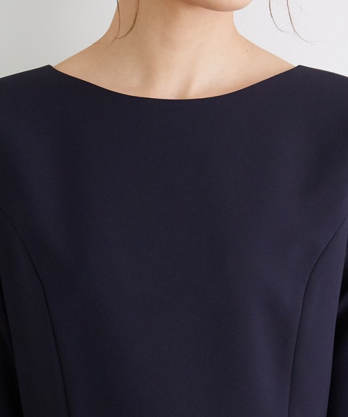 ROPE' PICNIC（ロペピクニック）の「【360°ウルトラストレッチ】【WEB限定34-42サイズ】ストレッチ9分袖ワンピース（ワンピース・レディース・ライトグレー/ネイビー/イエロー系その他3/ブラック・34/36/38/40/42）」の7枚目の写真