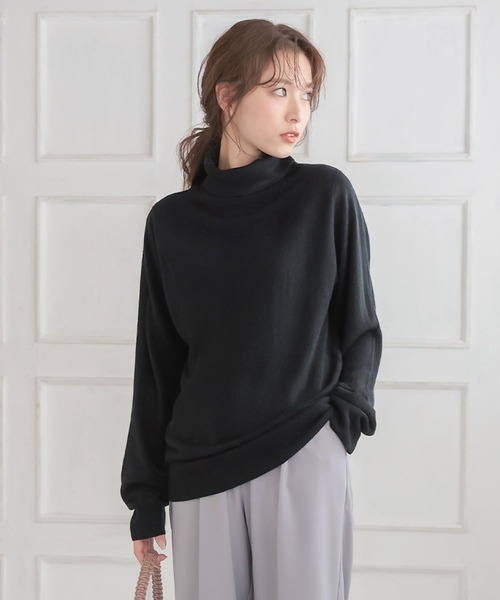 KOBE LETTUCE(コウベレタス)の「カシミヤタッチウォッシャブルニットトップス【L-LLサイズ】(ニット/セーター・レディース・ブラウン/パープル系その他/ブラック系その他/ベージュ系その他2/グリーン系その他/ベージュ系その他/グリーン系その他2/アイボリー/パープル系その他2/ブラウン系その他/パープル系その他3/グリーン系その他3/ブラウン系その他2/ブラック系その他2/ブラック/ホワイト系その他/ホワイト系その他2/グレイッシュベージュ・L/LL/TL/BLL/TLL/BL)」の5枚目の写真