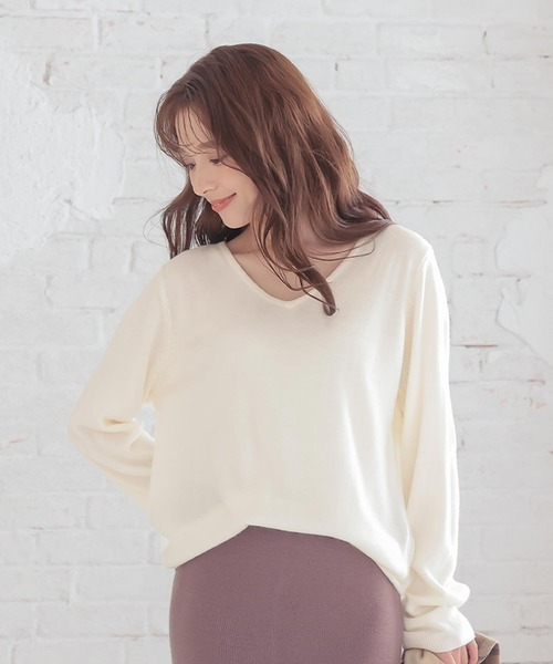 KOBE LETTUCE(コウベレタス)の「カシミヤタッチウォッシャブルニットトップス【L-LLサイズ】(ニット/セーター・レディース・ブラウン/パープル系その他/ブラック系その他/ベージュ系その他2/グリーン系その他/ベージュ系その他/グリーン系その他2/アイボリー/パープル系その他2/ブラウン系その他/パープル系その他3/グリーン系その他3/ブラウン系その他2/ブラック系その他2/ブラック/ホワイト系その他/ホワイト系その他2/グレイッシュベージュ・L/LL/TL/BLL/TLL/BL)」の2枚目の写真