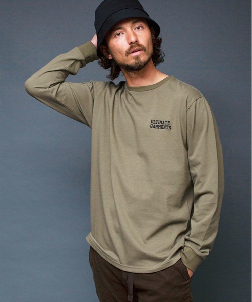 Magine(マージン)の「"ULTIMATE GARMENTS"C/N L/S:胸刺繍入り クルーネック ロングスリーブ TEEシャツ(Tシャツ/カットソー・メンズ・ホワイト/ブラック/グレー/オリーブ・44/46/48)」の1枚目の写真