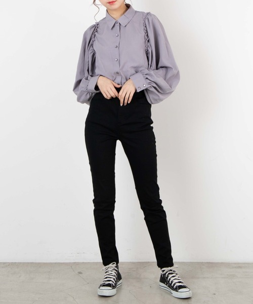 WEGO(ウィゴー)の「WEGO/ギャザースリーブブラウス(シャツ/ブラウス・レディース・ホワイト/ライトパープル・FREE)」の9枚目の写真