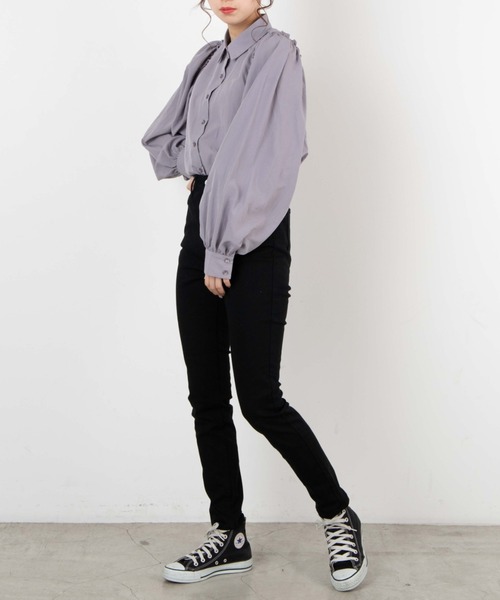 WEGO(ウィゴー)の「WEGO/ギャザースリーブブラウス(シャツ/ブラウス・レディース・ホワイト/ライトパープル・FREE)」の11枚目の写真