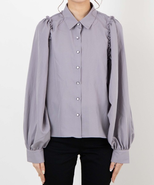 WEGO(ウィゴー)の「WEGO/ギャザースリーブブラウス(シャツ/ブラウス・レディース・ホワイト/ライトパープル・FREE)」の16枚目の写真