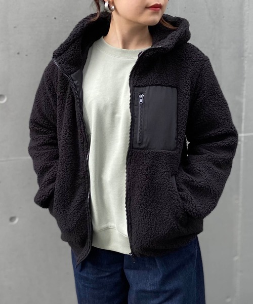 AS KNOW AS PINKY（アズノゥアズピンキー）の「◎ボアフーディ中綿ブルゾン（ブルゾン・レディース・ブラック/ベージュ/アイボリー/モカ・FREE）」の3枚目の写真