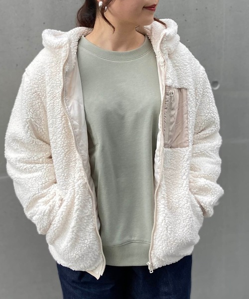 AS KNOW AS PINKY（アズノゥアズピンキー）の「◎ボアフーディ中綿ブルゾン（ブルゾン・レディース・ブラック/ベージュ/アイボリー/モカ・FREE）」の9枚目の写真