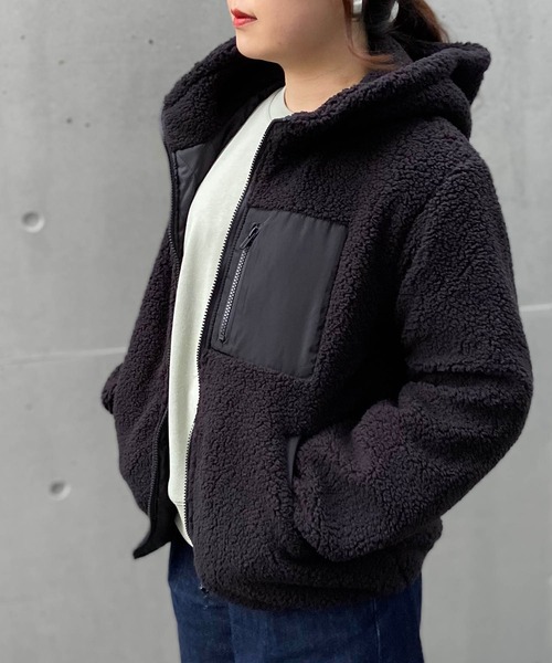 AS KNOW AS PINKY（アズノゥアズピンキー）の「◎ボアフーディ中綿ブルゾン（ブルゾン・レディース・ブラック/ベージュ/アイボリー/モカ・FREE）」の10枚目の写真