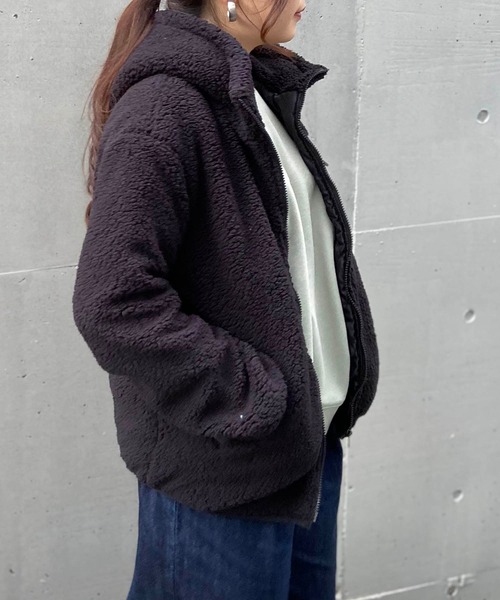 AS KNOW AS PINKY（アズノゥアズピンキー）の「◎ボアフーディ中綿ブルゾン（ブルゾン・レディース・ブラック/ベージュ/アイボリー/モカ・FREE）」の11枚目の写真