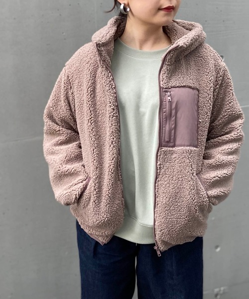 AS KNOW AS PINKY（アズノゥアズピンキー）の「◎ボアフーディ中綿ブルゾン（ブルゾン・レディース・ブラック/ベージュ/アイボリー/モカ・FREE）」の12枚目の写真