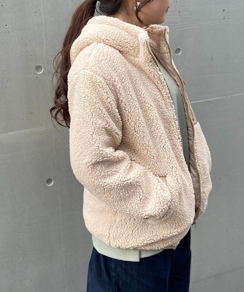 AS KNOW AS PINKY（アズノゥアズピンキー）の「◎ボアフーディ中綿ブルゾン（ブルゾン・レディース・ブラック/ベージュ/アイボリー/モカ・FREE）」の15枚目の写真