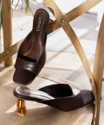 VIVIAN | 【2021年夏新作】スクエアトゥクリアヒールミュールサンダル(サンダル)