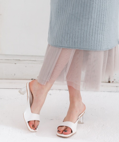 VIVIAN（ヴィヴィアン）の「スクエアトゥクリアヒールミュールサンダル（サンダル・レディース・ダークブラウン/ブラック/ホワイト・L/S/M/LL）」の6枚目の写真