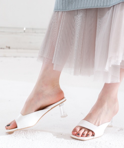 VIVIAN（ヴィヴィアン）の「スクエアトゥクリアヒールミュールサンダル（サンダル・レディース・ダークブラウン/ブラック/ホワイト・L/S/M/LL）」の8枚目の写真