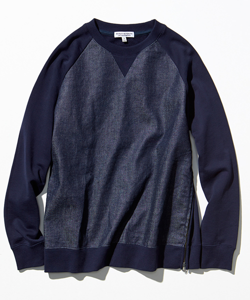 BEAUTY&YOUTH UNITED ARROWS(ビューティーアンドユースユナイテッドアローズ)の「BY デニム×スウェット クルーネック ◆(スウェット・メンズ・ネイビー・LARGE/SMALL/MEDIUM/X-LARGE)」の11枚目の写真