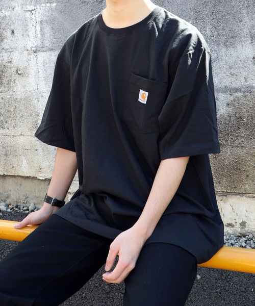 Carhartt（カーハート）の「Carhartt / カーハート/半袖TEE Workwear PKShort Sleeve T-Shirt CTK87（Tシャツ/カットソー・メンズ・チャコールグレー/ブラック/ネイビー/グレー/ブルー/グリーン/ブルーグレー/レッド系その他/ホワイト/ライトブルー/ブラウン/ダークネイビー/ライム/ライトピンク/グリーン系その他/ライトグリーン/キャメル・SMALL/MEDIUM/LARGE/X-LARGE）」の3枚目の写真