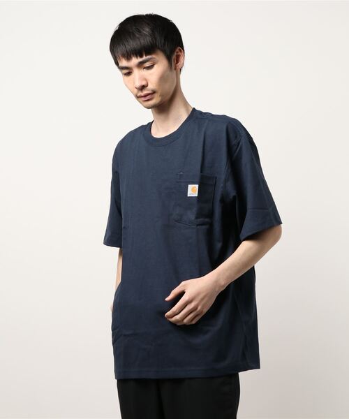 Carhartt（カーハート）の「Carhartt / カーハート/半袖TEE Workwear PKShort Sleeve T-Shirt CTK87（Tシャツ/カットソー・メンズ・チャコールグレー/ブラック/ネイビー/グレー/ブルー/グリーン/ブルーグレー/レッド系その他/ホワイト/ライトブルー/ブラウン/ダークネイビー/ライム/ライトピンク/グリーン系その他/ライトグリーン/キャメル・SMALL/MEDIUM/LARGE/X-LARGE）」の21枚目の写真