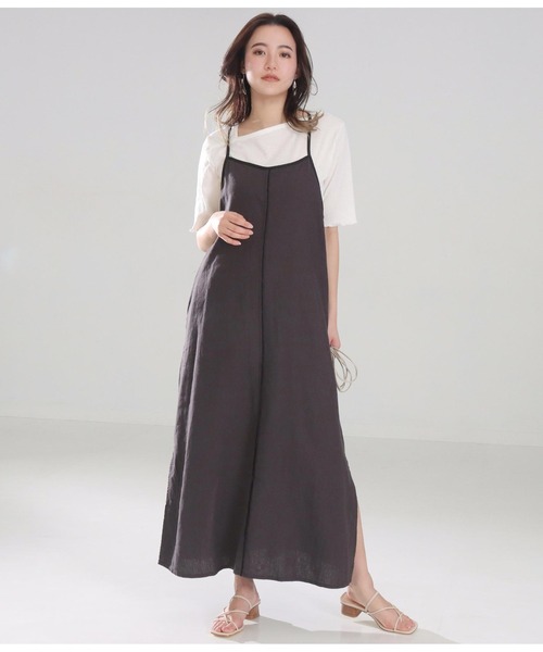 Alluge(アルージュ)の「フレンチリネンキャミワンピース(ワンピース・レディース・スミクロ/ベージュ・FREE)」の10枚目の写真