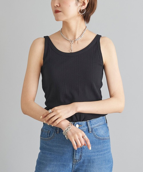 DouDou（ドゥドゥ）の「ランダムリブタンク（タンクトップ・レディース・カーキ/オフホワイト/ブラック/ライトグレー・FREE）」の2枚目の写真