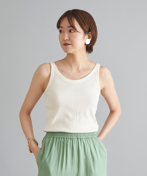 DouDou（ドゥドゥ）の「ランダムリブタンク（タンクトップ・レディース・カーキ/オフホワイト/ブラック/ライトグレー・FREE）」の12枚目の写真