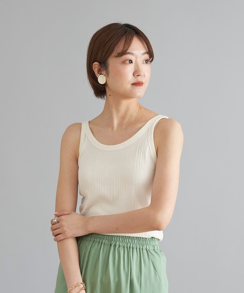 DouDou（ドゥドゥ）の「ランダムリブタンク（タンクトップ・レディース・カーキ/オフホワイト/ブラック/ライトグレー・FREE）」の14枚目の写真