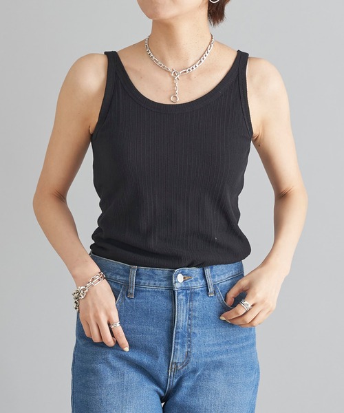 DouDou（ドゥドゥ）の「ランダムリブタンク（タンクトップ・レディース・カーキ/オフホワイト/ブラック/ライトグレー・FREE）」の11枚目の写真